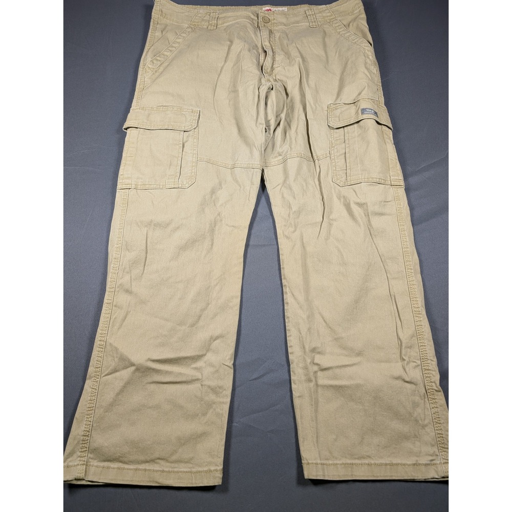 Wrangler Relaxed Fit Cargo Pants Mens 40x30 Tan Khaki Stretch Cotton 70ABWEW